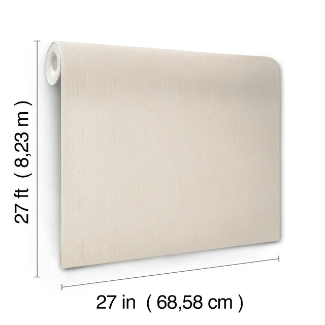 Fine Line Beige Geometric Wallpaper with Raised Ink Texture - York NT6196
