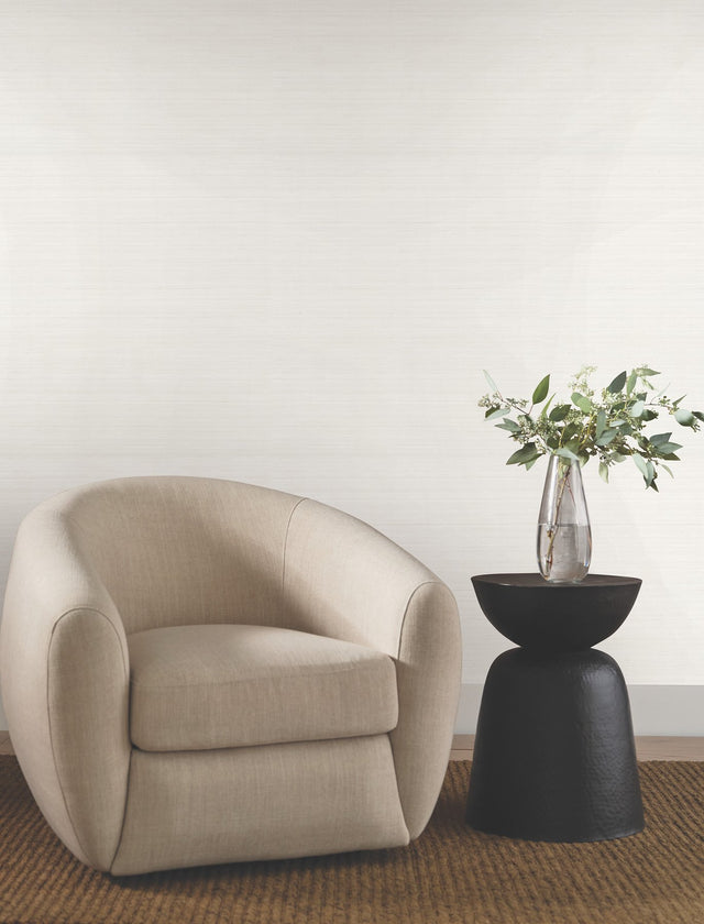 Quiet Vista Pearl Faux Grasscloth Vinyl Wallpaper - Candice Olson NT6202N