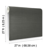 Quiet Vista Ebony Faux Grasscloth Wallpaper - York NT6203N