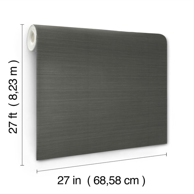 Quiet Vista Ebony Faux Grasscloth Wallpaper - York NT6203N