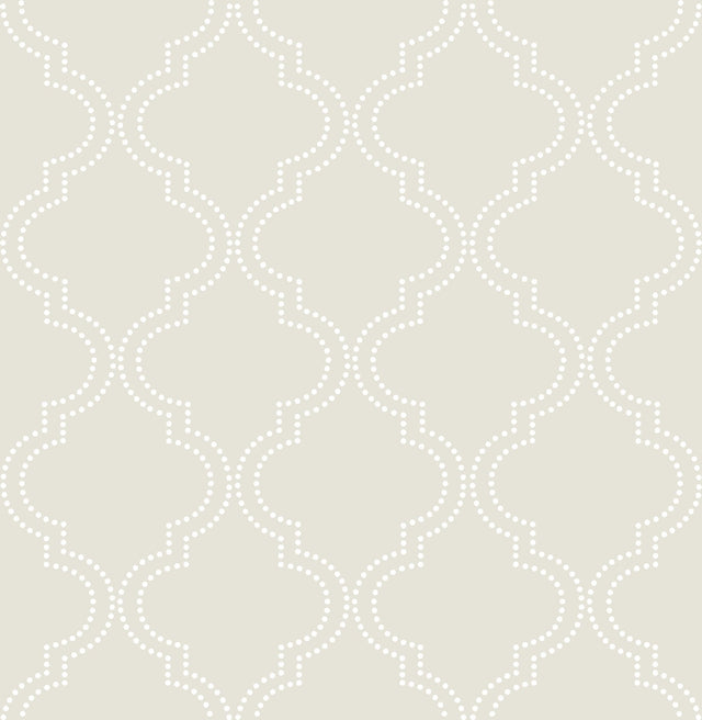 Quatrefoil Taupe Peel & Stick Wallpaper with Geometric Trellis Pattern - NuWallpaper NU1425