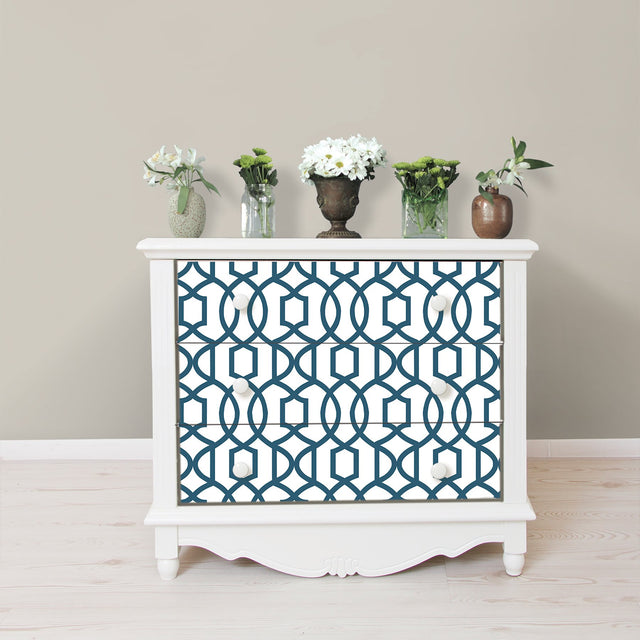 Grand Trellis Navy Peel & Stick Wallpaper