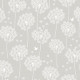 Dandelion Grey Peel & Stick Wallpaper with Nature Floral Motif - NuWallpaper NU1651