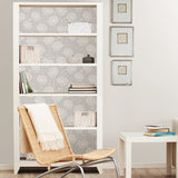 Dandelion Grey Peel & Stick Wallpaper with Nature Floral Motif - NuWallpaper NU1651