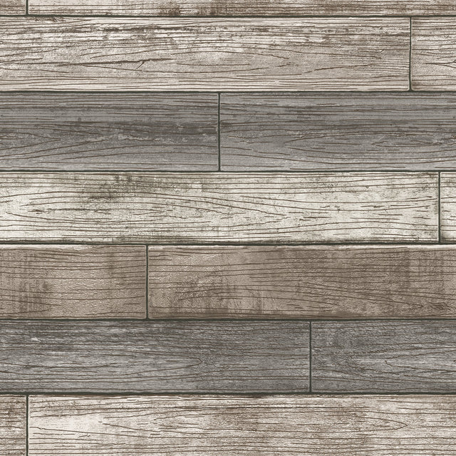 Reclaimed Wood Plank Natural Peel & Stick Wallpaper with Textured Raised Inks - NuWallpaper NU1690