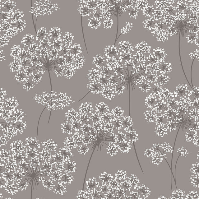 Angelica Grey Peel & Stick Wallpaper with Modern Floral Motif - NuWallpaper NU1693