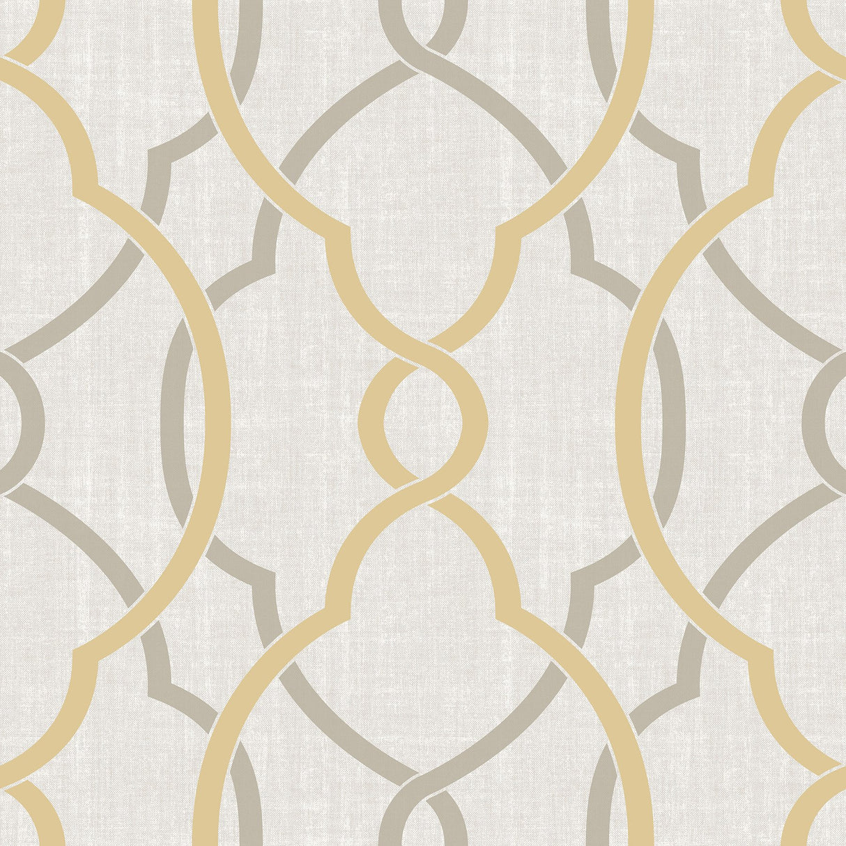 Sausalito Taupe & Yellow Peel & Stick Wallpaper with Modern Geometric Linen Effect - NuWallpaper NU1695