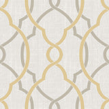 Sausalito Taupe & Yellow Peel & Stick Wallpaper with Modern Geometric Linen Effect - NuWallpaper NU1695