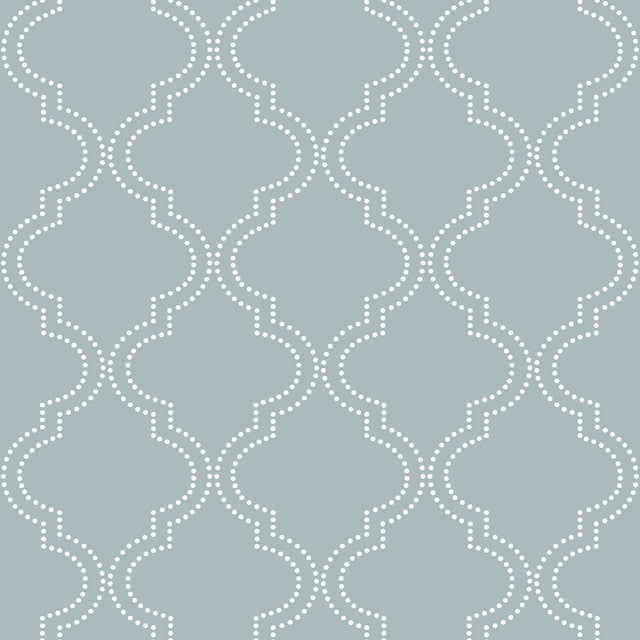 Quatrefoil Slate Blue Peel & Stick Wallpaper with Geometric Quatrefoil Pattern - NuWallpaper NU1826