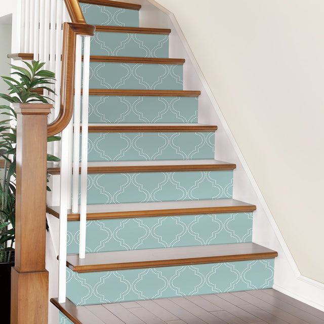 Quatrefoil Slate Blue Peel & Stick Wallpaper with Geometric Quatrefoil Pattern - NuWallpaper NU1826