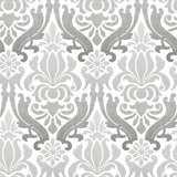 Nouveau Damask Grey Peel & Stick Wallpaper with Modern Geometric Damask - NuWallpaper NU1827