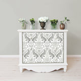 Nouveau Damask Grey Peel & Stick Wallpaper with Modern Geometric Damask - NuWallpaper NU1827