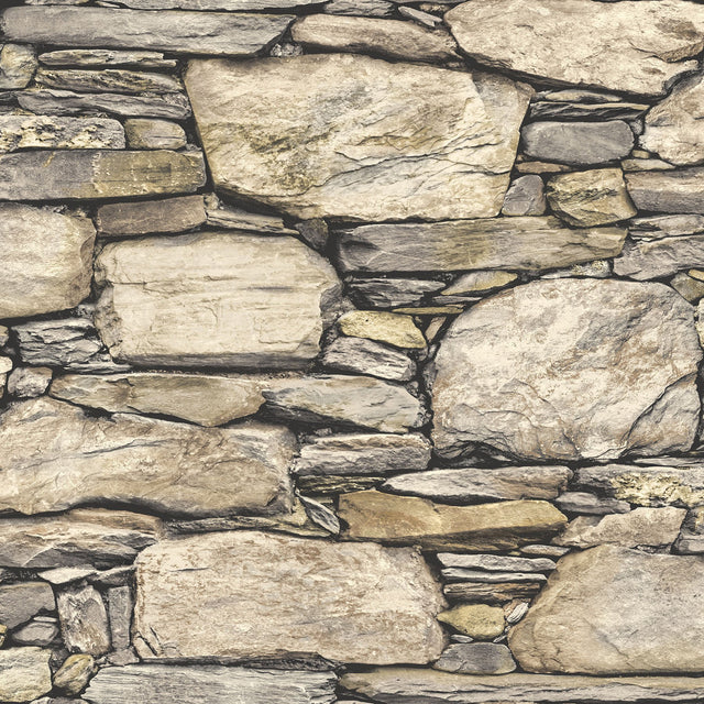 Hadrian Stone Brown Peel & Stick Wallpaper with Nature Graphics Modern Pattern - NuWallpaper NUS2065