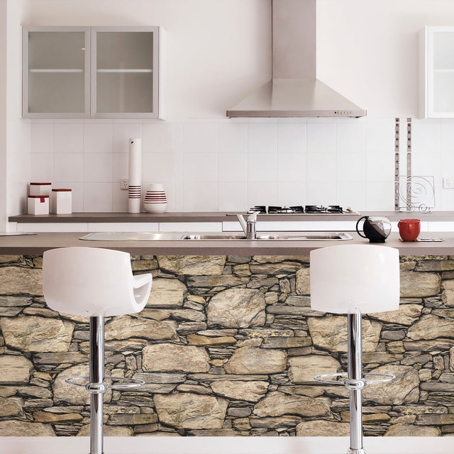 Hadrian Stone Brown Peel & Stick Wallpaper with Nature Graphics Modern Pattern - NuWallpaper NUS2065