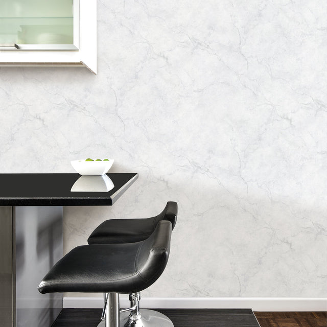 Carrara Marble Ivory Peel & Stick Wallpaper with Modern Nature Graphic Motif - NuWallpaper NU2090