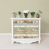 Old Salem Vintage Wood Green Peel & Stick Wallpaper with Distressed Wood Plank Motif - NuWallpaper NUS2188
