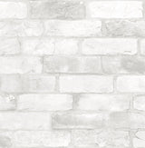 Loft White Brick Textured Peel & Stick Wallpaper with Faux Brick Pattern, Modern Style - NuWallpaper NU2218