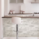 Loft White Brick Textured Peel & Stick Wallpaper with Faux Brick Pattern, Modern Style - NuWallpaper NU2218