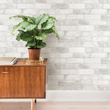 Loft White Brick Textured Peel & Stick Wallpaper with Faux Brick Pattern, Modern Style - NuWallpaper NU2218