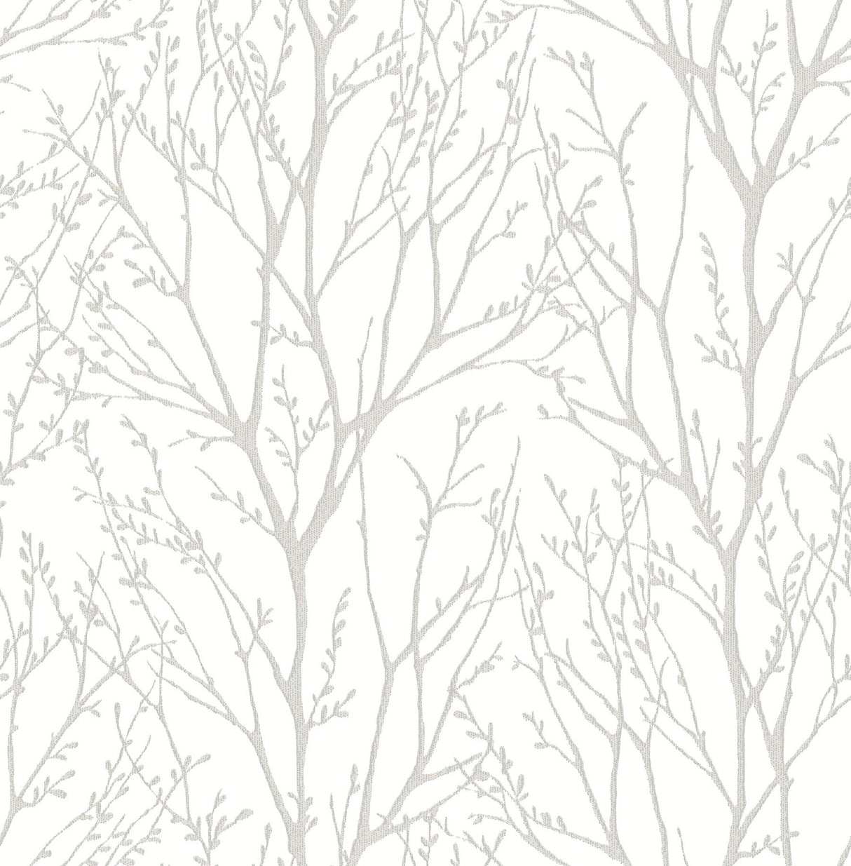 Treetops Silver Peel & Stick Wallpaper with Metallic Tree Motif - NuWallpaper NUS2394