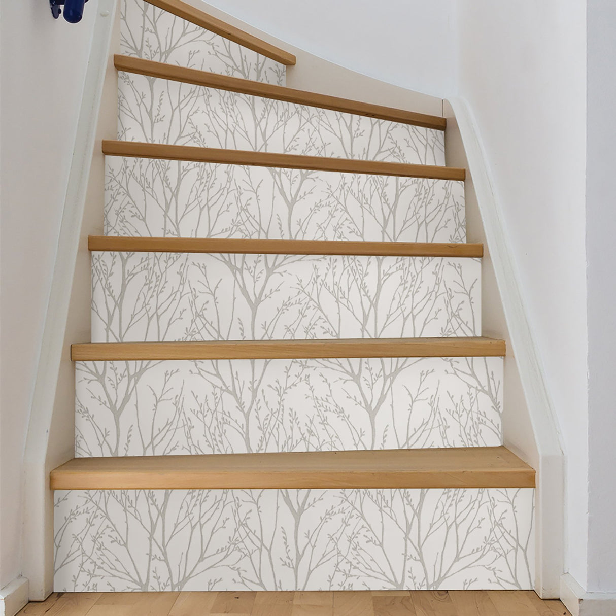 Treetops Silver Peel & Stick Wallpaper with Metallic Tree Motif - NuWallpaper NUS2394