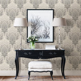 Charisma Grey Peel & Stick Wallpaper with Modern Ombre Damask and Metallic Accents - NuWallpaper NU2396