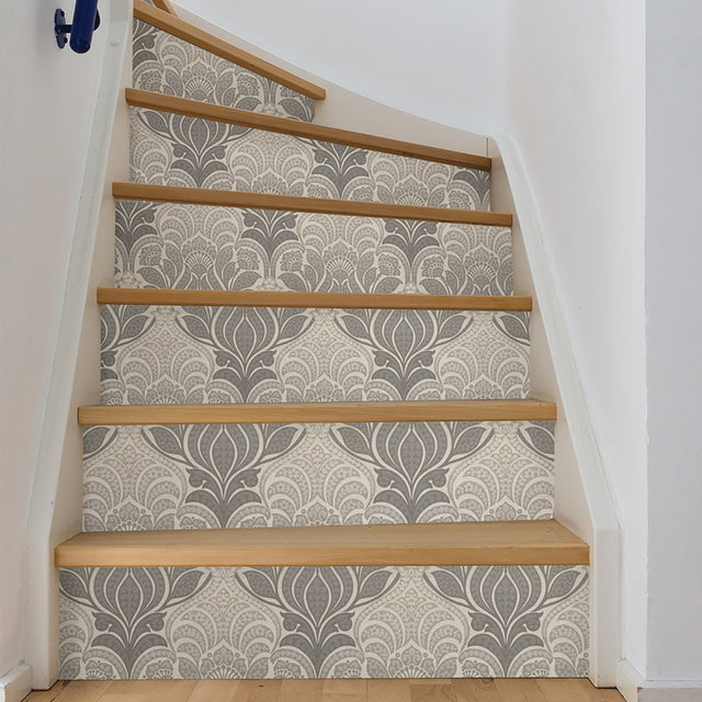 Charisma Grey Peel & Stick Wallpaper with Modern Ombre Damask and Metallic Accents - NuWallpaper NU2396