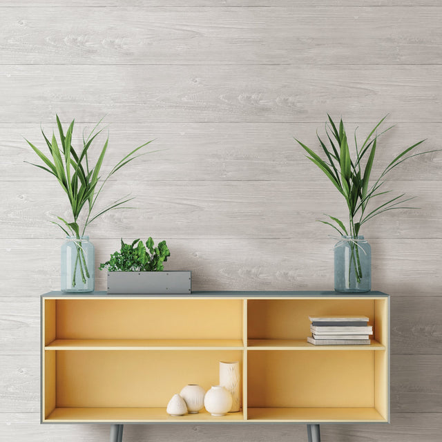 Wood Plank Grey Peel & Stick Wallpaper with Modern Wood Plank Pattern - NuWallpaper NUS2397