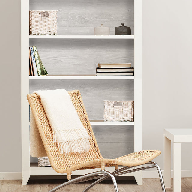 Wood Plank Grey Peel & Stick Wallpaper with Modern Wood Plank Pattern - NuWallpaper NUS2397