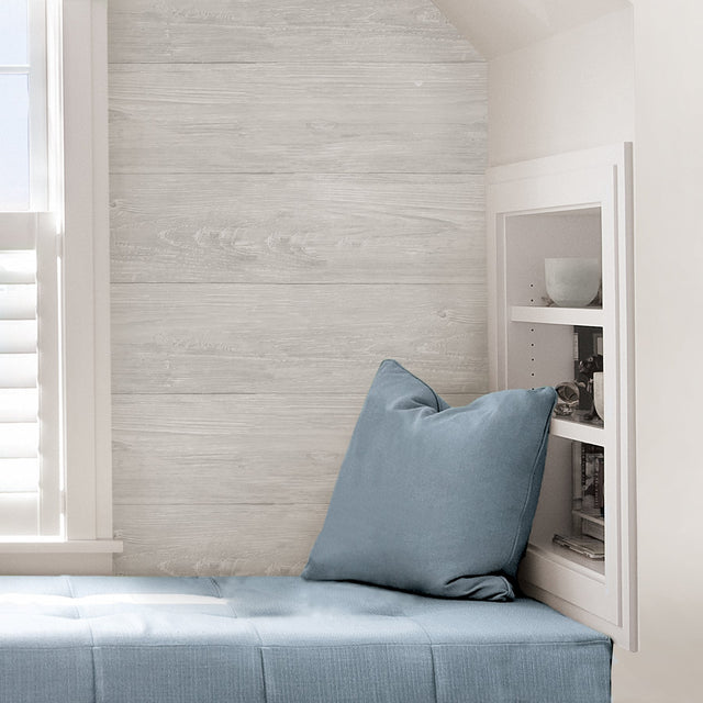 Wood Plank Grey Peel & Stick Wallpaper with Modern Wood Plank Pattern - NuWallpaper NUS2397