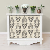 Folk Tulip Charcoal Peel & Stick Wallpaper with Scandinavian Motif - NuWallpaper NUS2459