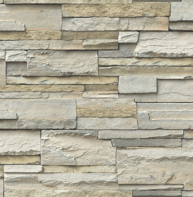 Slate Neutral Peel & Stick Wallpaper with Faux Stone Graphics - NuWallpaper NU2675