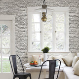 Kylver White & Black Peel & Stick Wallpaper with Speckled Brushstroke Graphic Pattern, Modern Style - Brewster NU2678
