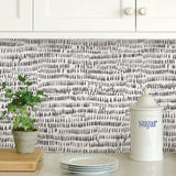 Kylver White & Black Peel & Stick Wallpaper with Speckled Brushstroke Graphic Pattern, Modern Style - Brewster NU2678