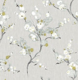 Mirei Grey Peel & Stick Wallpaper with Eastern Floral Motif - NuWallpaper NU2679