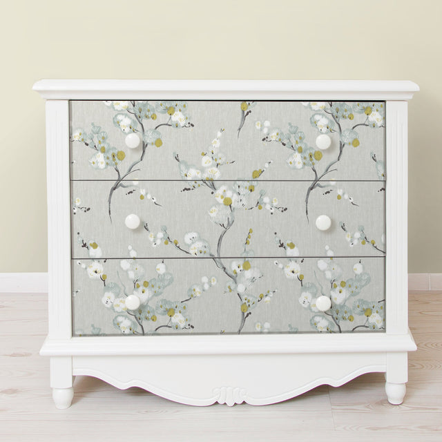 Mirei Grey Peel & Stick Wallpaper with Eastern Floral Motif - NuWallpaper NU2679