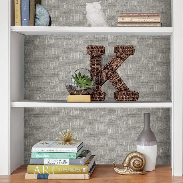 Poplin Texture Grey Peel & Stick Wallpaper with Raised Ink Kitchen & Bath Graphics Style - NU2873