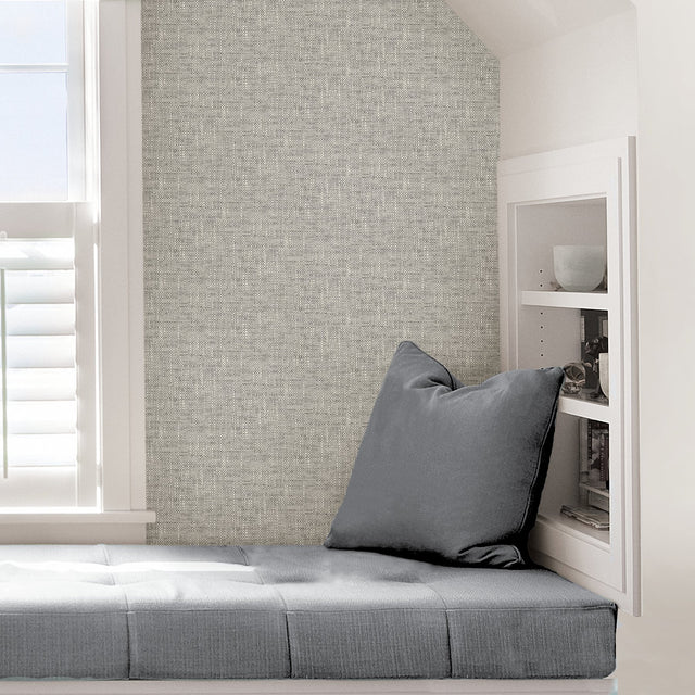 Poplin Texture Grey Peel & Stick Wallpaper with Raised Ink Kitchen & Bath Graphics Style - NU2873