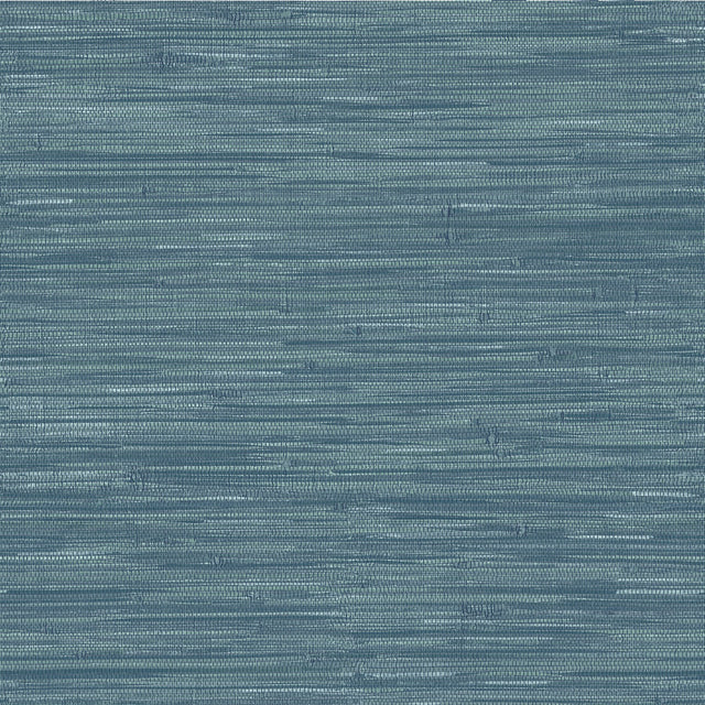 Grassweave Steel Blue Peel & Stick Wallpaper with Textured Faux Grasscloth Pattern - NuWallpaper NU2874