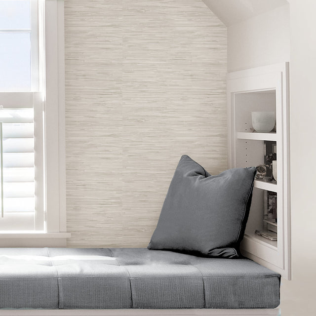 Grassweave Cream Peel & Stick Wallpaper with Textured Grasscloth Look - NuWallpaper NU2875