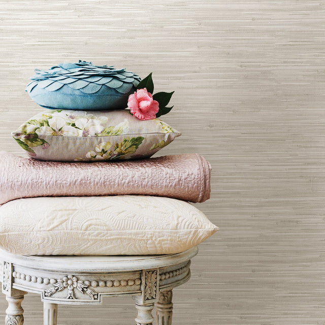 Grassweave Cream Peel & Stick Wallpaper with Textured Grasscloth Look - NuWallpaper NU2875