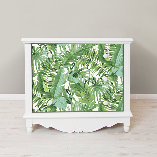 Maui Green Peel & Stick Wallpaper with Tropical Palm and Banana Leaf Motif - NuWallpaper NU2906