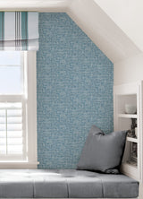 Poplin Texture Navy Peel & Stick Wallpaper with Woven Fabric Look - NuWallpaper NU2918