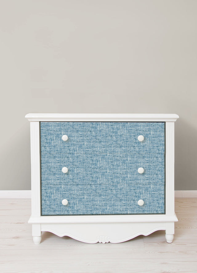 Poplin Texture Navy Peel & Stick Wallpaper with Woven Fabric Look - NuWallpaper NU2918