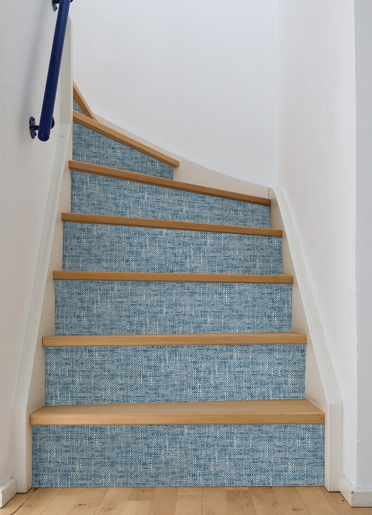 Poplin Texture Navy Peel & Stick Wallpaper with Woven Fabric Look - NuWallpaper NU2918