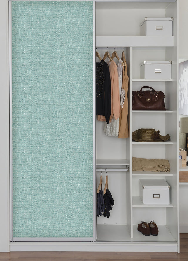 Poplin Texture Aqua Peel & Stick Wallpaper with Textured Woven Look - NuWallpaper NU2919