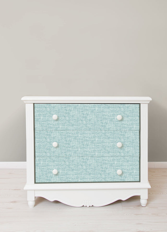 Poplin Texture Aqua Peel & Stick Wallpaper with Textured Woven Look - NuWallpaper NU2919