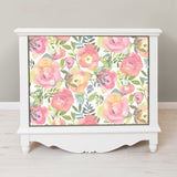 Peachy Keen Pink Peel & Stick Wallpaper with Vintage Floral Watercolor Motif - NuWallpaper NU3035