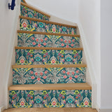 Summer Love Teal Peel & Stick Wallpaper with Botanical Damask, Modern Floral Pattern - NuWallpaper NU3037