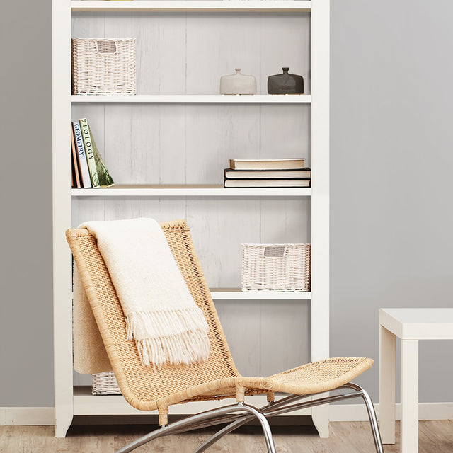 Reclaimed Shiplap White Peel & Stick Wallpaper with Textured Wood Look - NuWallpaper NU2494